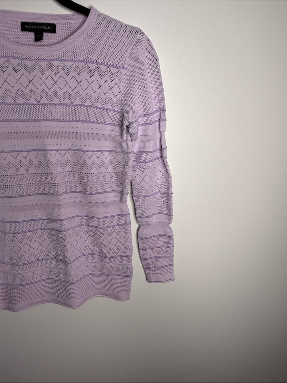 Banana Republic Lavender Pointelle Knit Long Sleeve Top size small - Picture 3 of 8